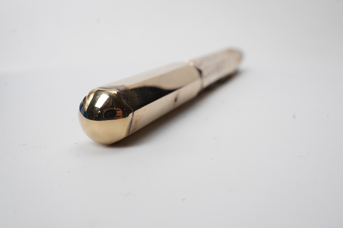 A very rare Waterman FDW 9ct. gold octagonal lever filled pen with perpetual calender fitted with No.2 Waterman nib